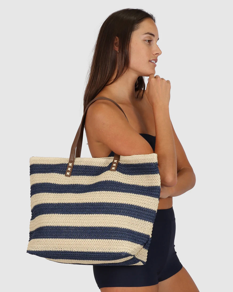 BAKU Striped Bag - Navy & Beige