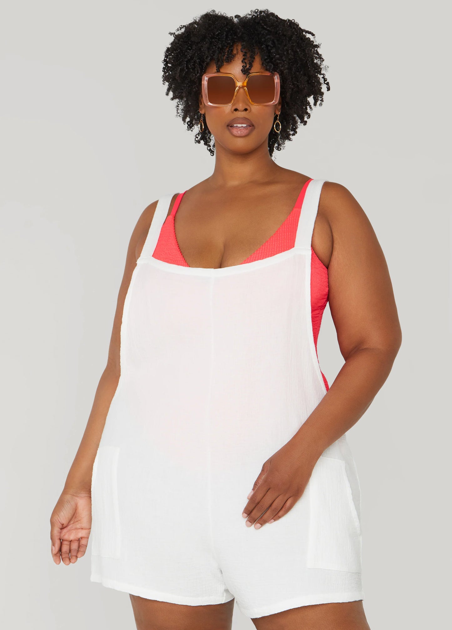 NICOLE MILLER Gauze Coverup Romper - White
