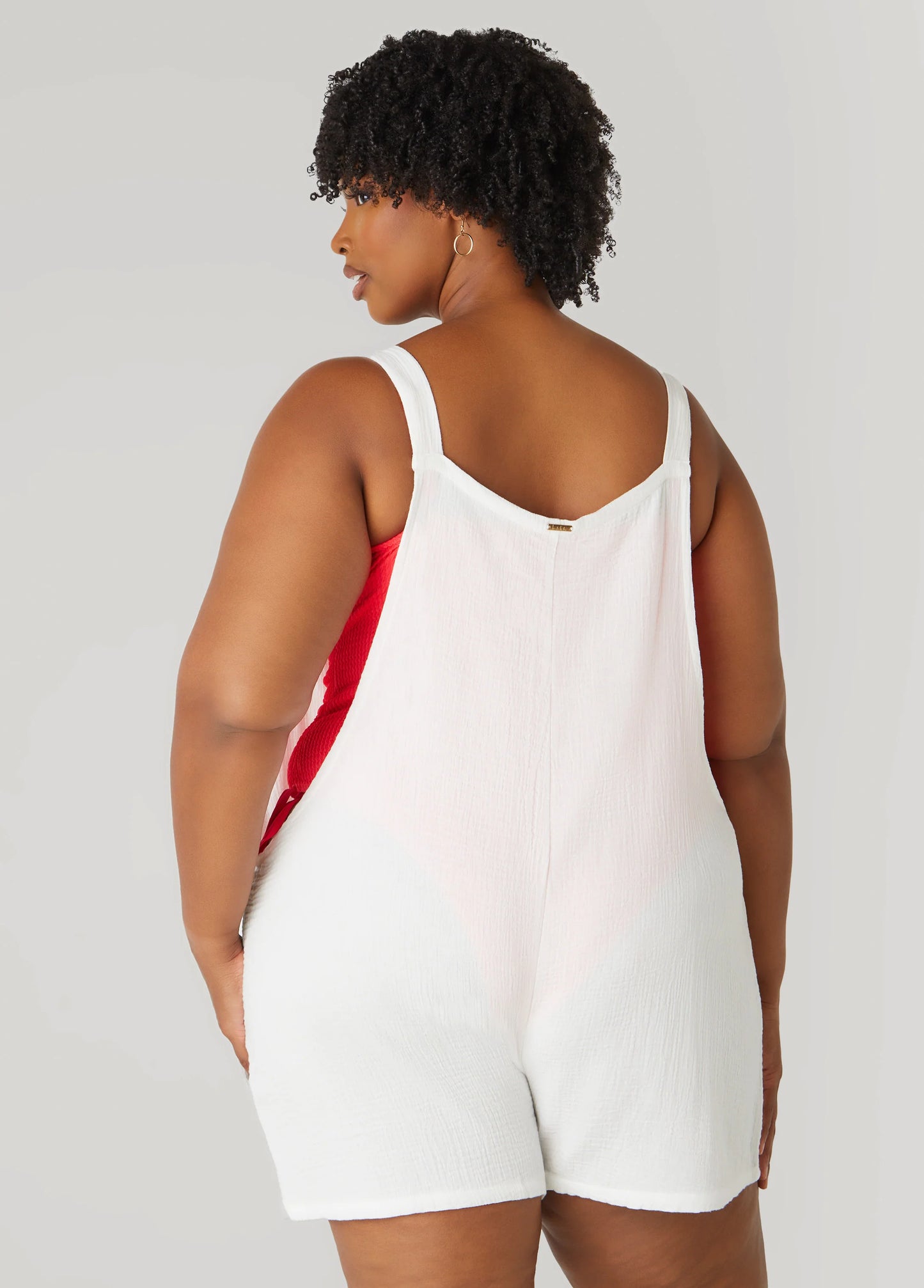 NICOLE MILLER Gauze Coverup Romper - White