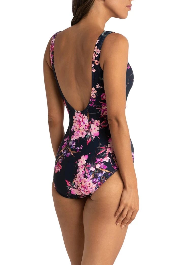 AZURA Flora Gathered Twist One Piece - Navy