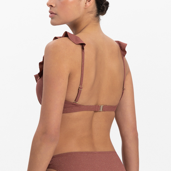 BEACHLIFE D-Cup Plunge Bikini Top - Rouge Shimmer