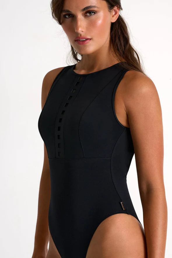 Maeva High-Neck One-Piece with Mosaic Cutouts