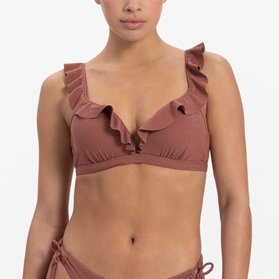 BEACHLIFE D-Cup Plunge Bikini Top - Rouge Shimmer