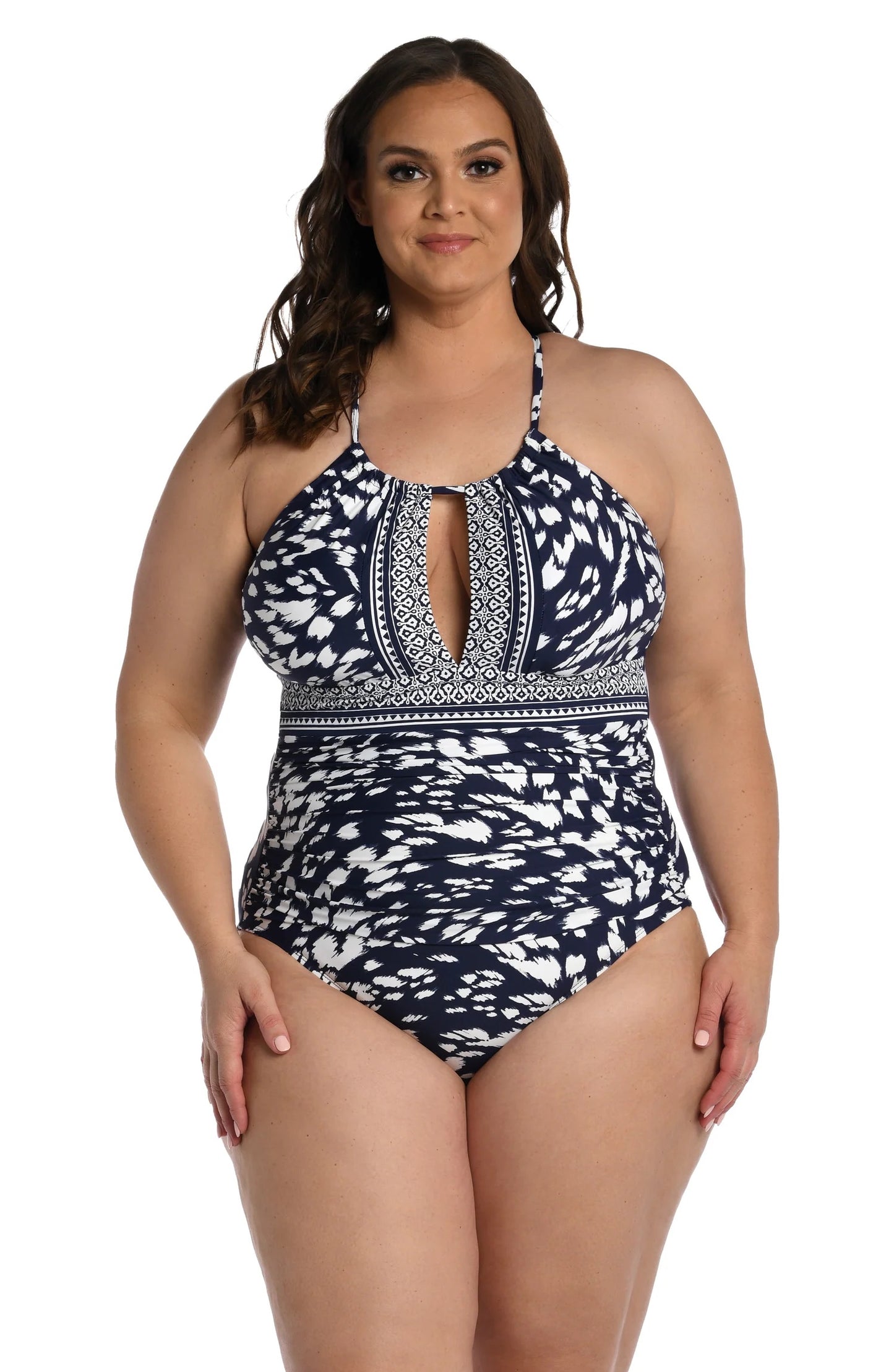 Changing Tides High-Neck Keyhole One Piece