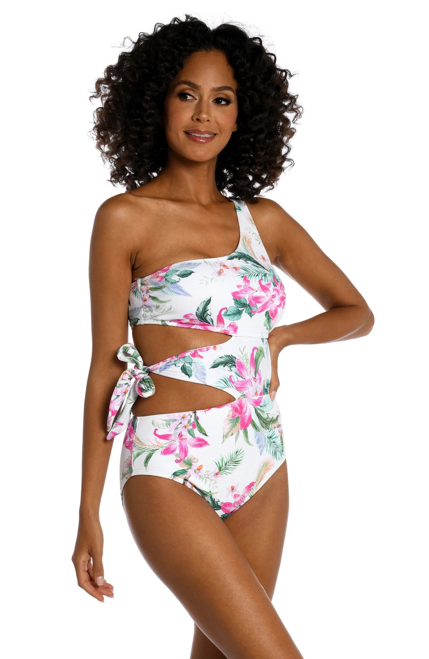 Mystic Palms Cutout One Shoulder One Piece