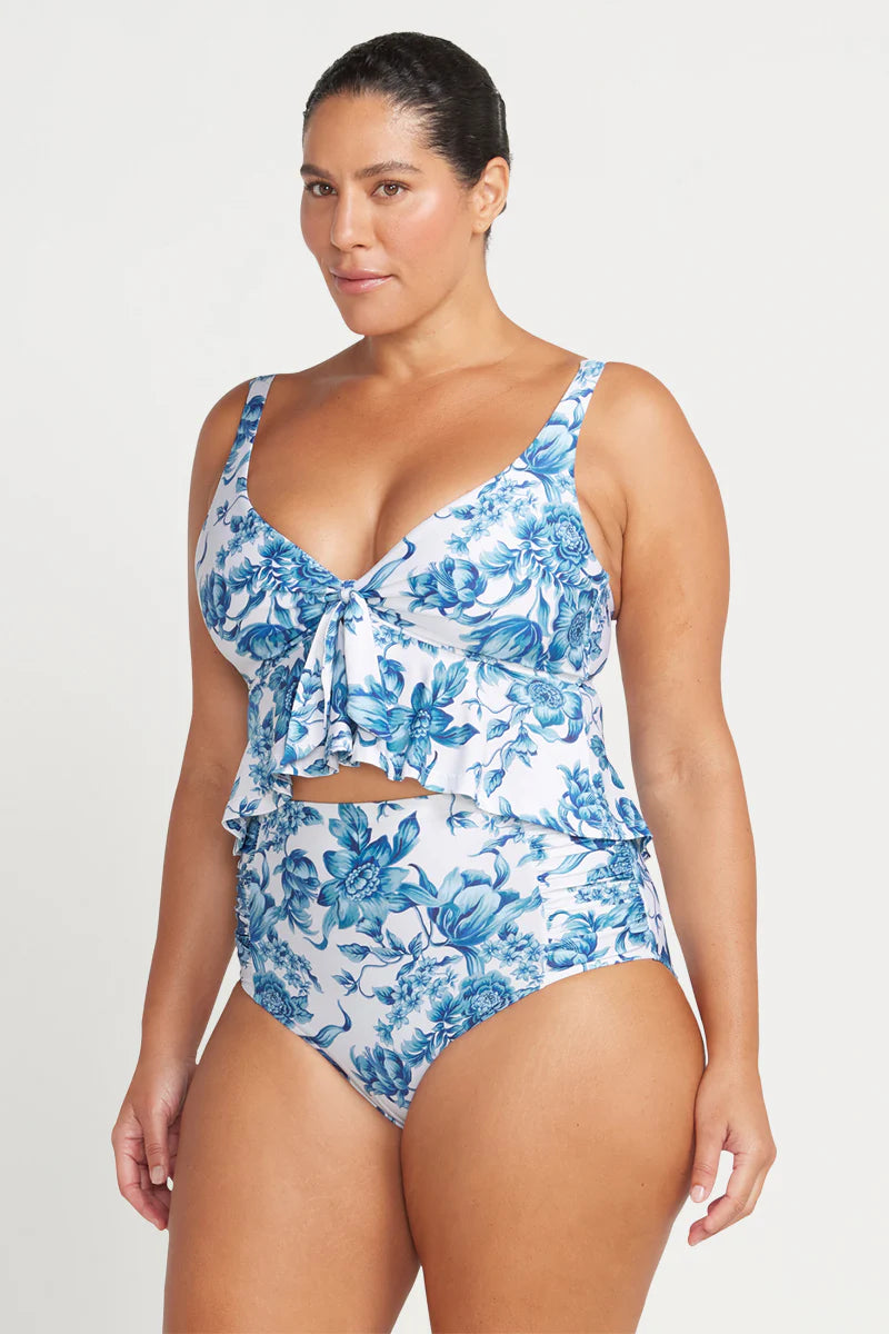 ARTESANDS Bois De Croix Chagall Multifit Cup Midriff Bikini Top - White & Blue