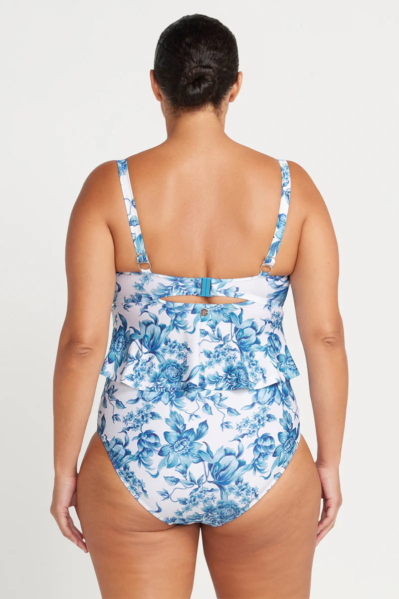 ARTESANDS Bois De Croix Chagall Multifit Cup Midriff Bikini Top - White & Blue