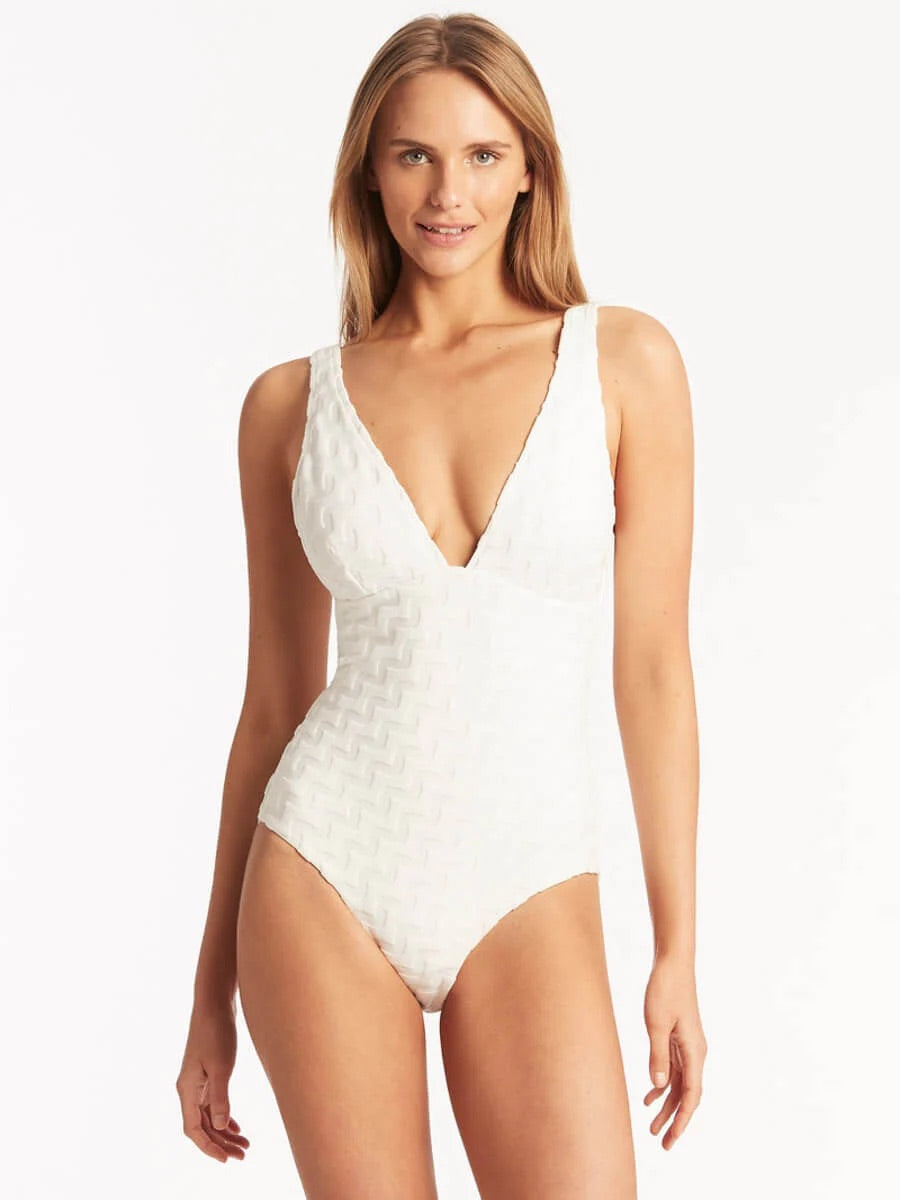 SEA LEVEL Longline One Piece - White Oceano