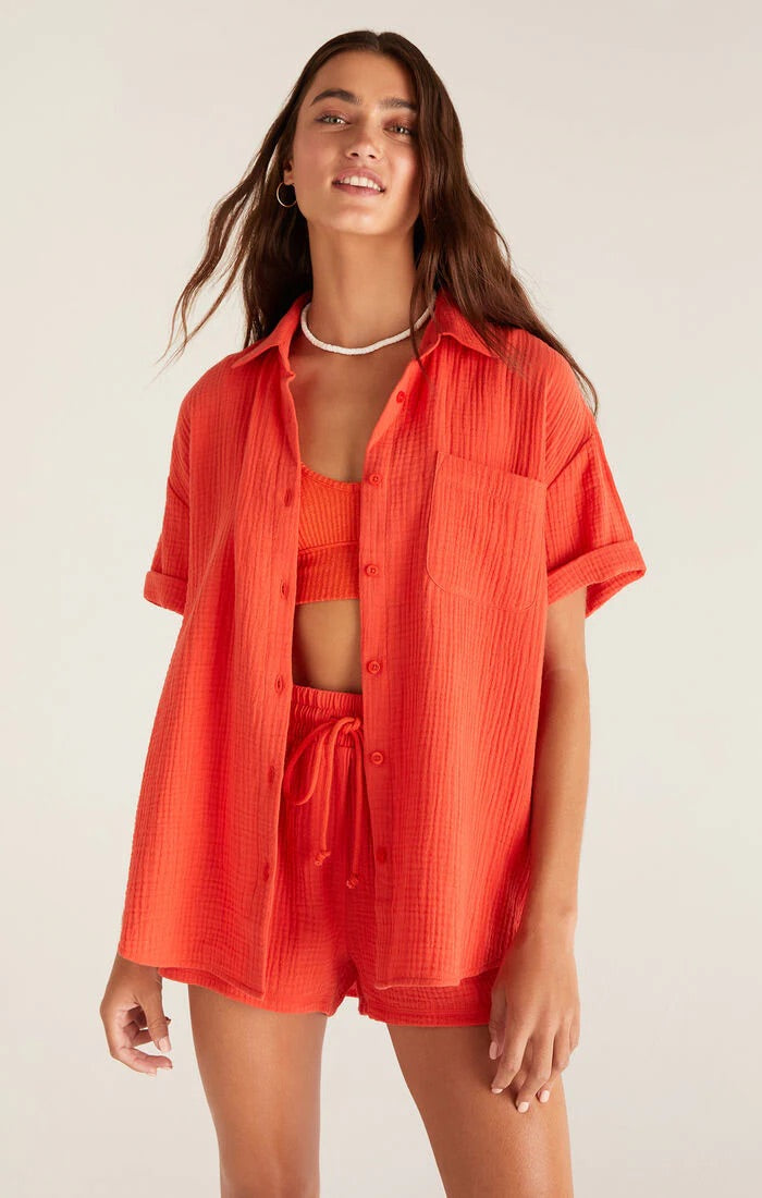 Z SUPPLY Sunny Gauze Shirt - Blood Orange
