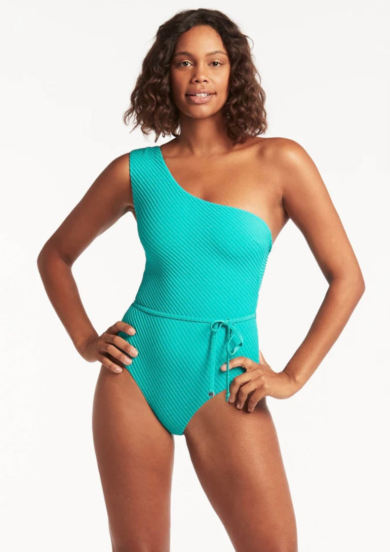 SEA LEVEL Spinnaker Diagonal One Piece - Aqua