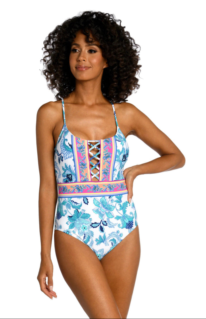 Santorini Sun Banded Strappy One Piece