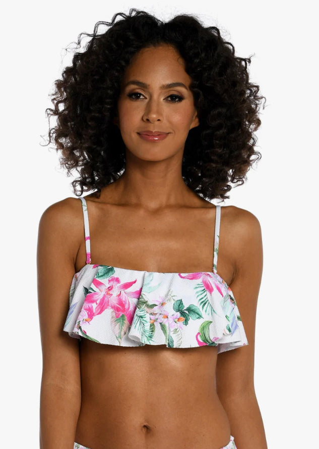 Mystic Palms Bandeau Ruffle Bikini Top