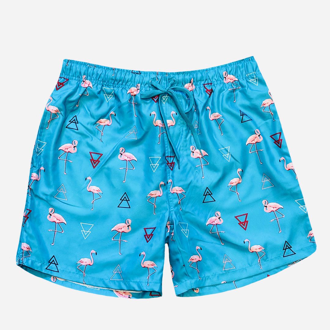BURNSIDE Men's 17 Inch Swim Shorts Flamingo - Aqua