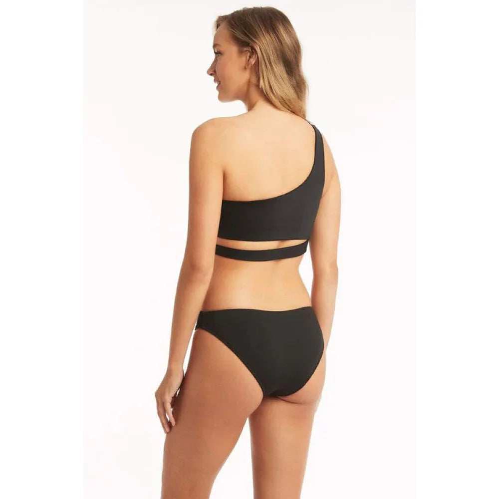SEA LEVEL Dark Romance One Shoulder Top - Black