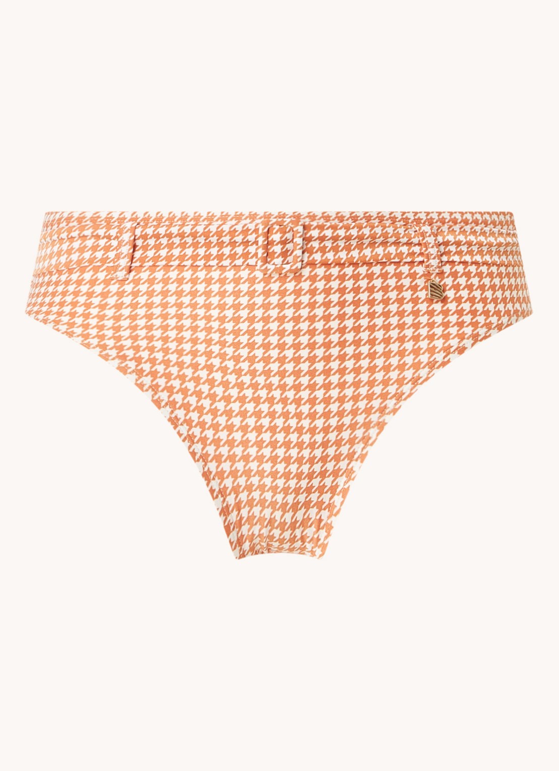 BEACHLIFE Pied De Poule high waisted bikini bottom with belt