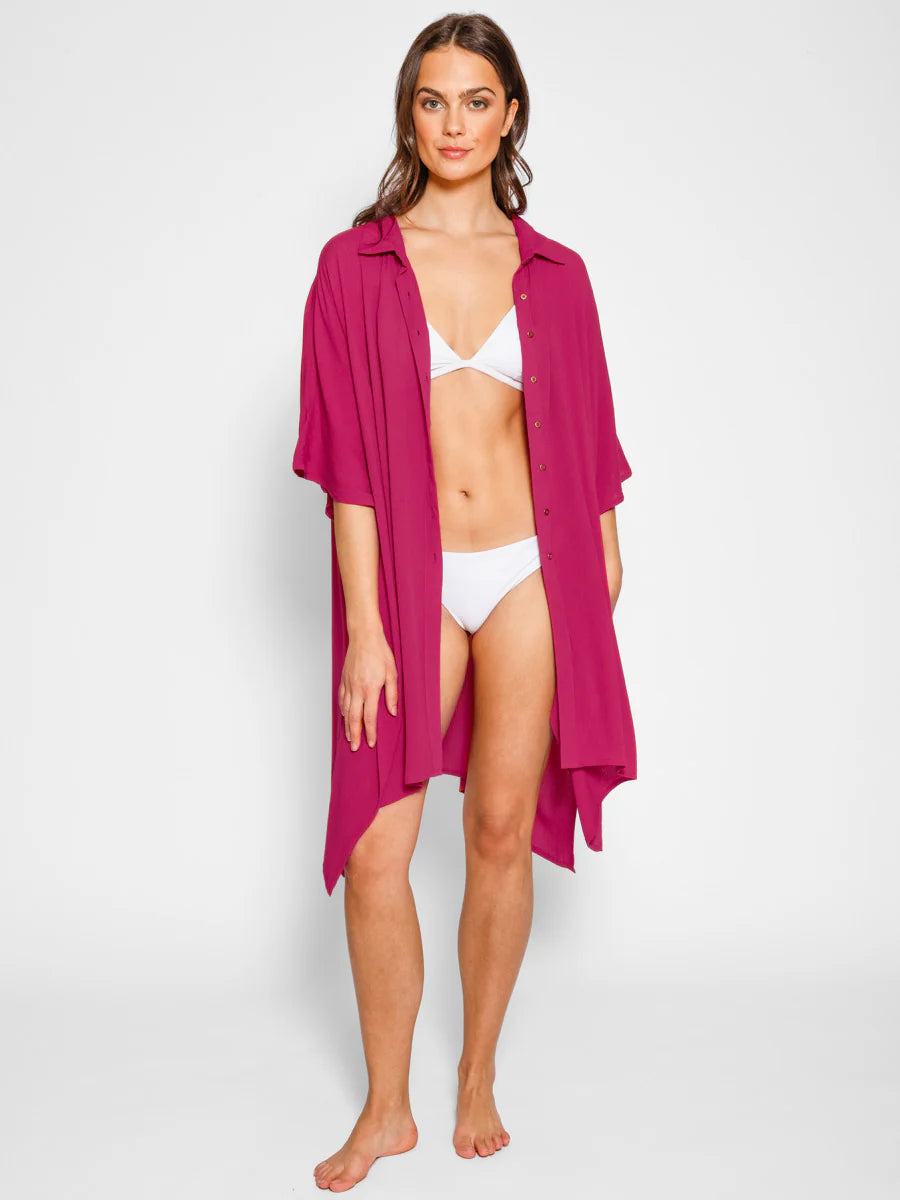 KOY RESORT Miami Big Shirt Dress - Sangria