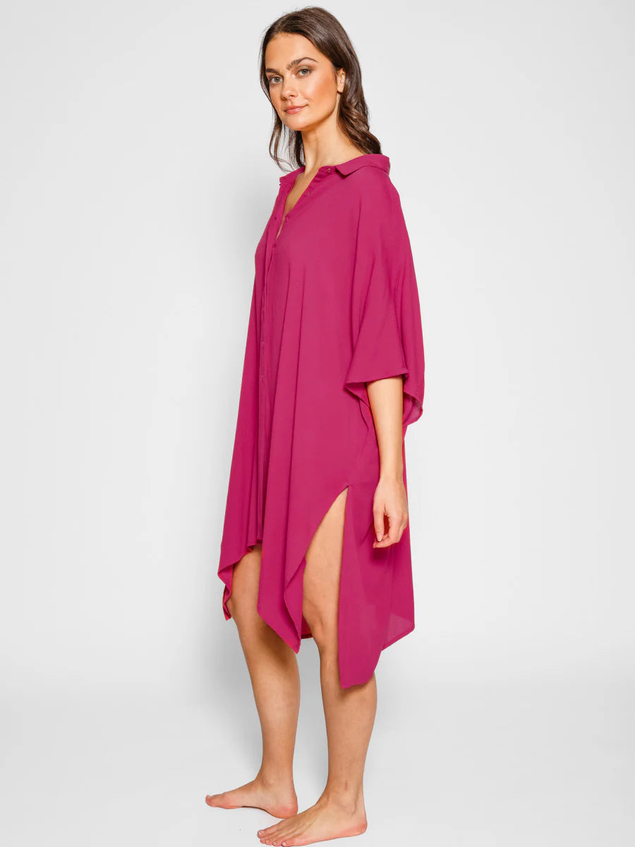 KOY RESORT Miami Big Shirt Dress - Sangria