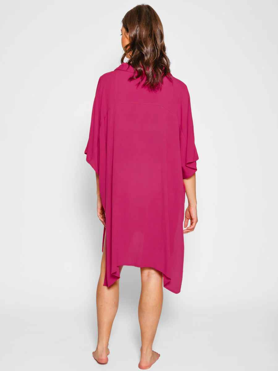 KOY RESORT Miami Big Shirt Dress - Sangria