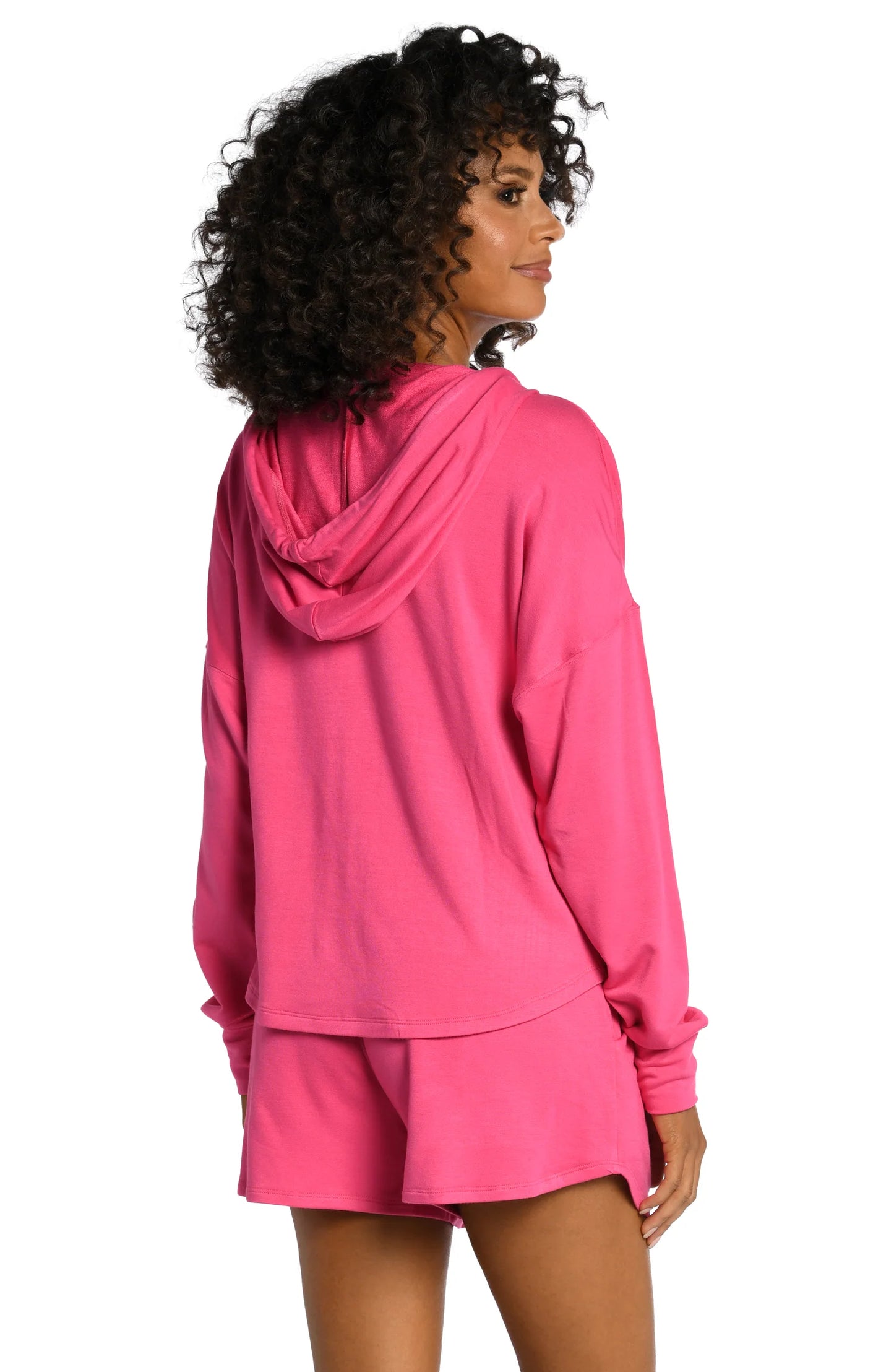 LA BLANCA Living In Leisure French Terry Knit Hoodie - Pop Pink