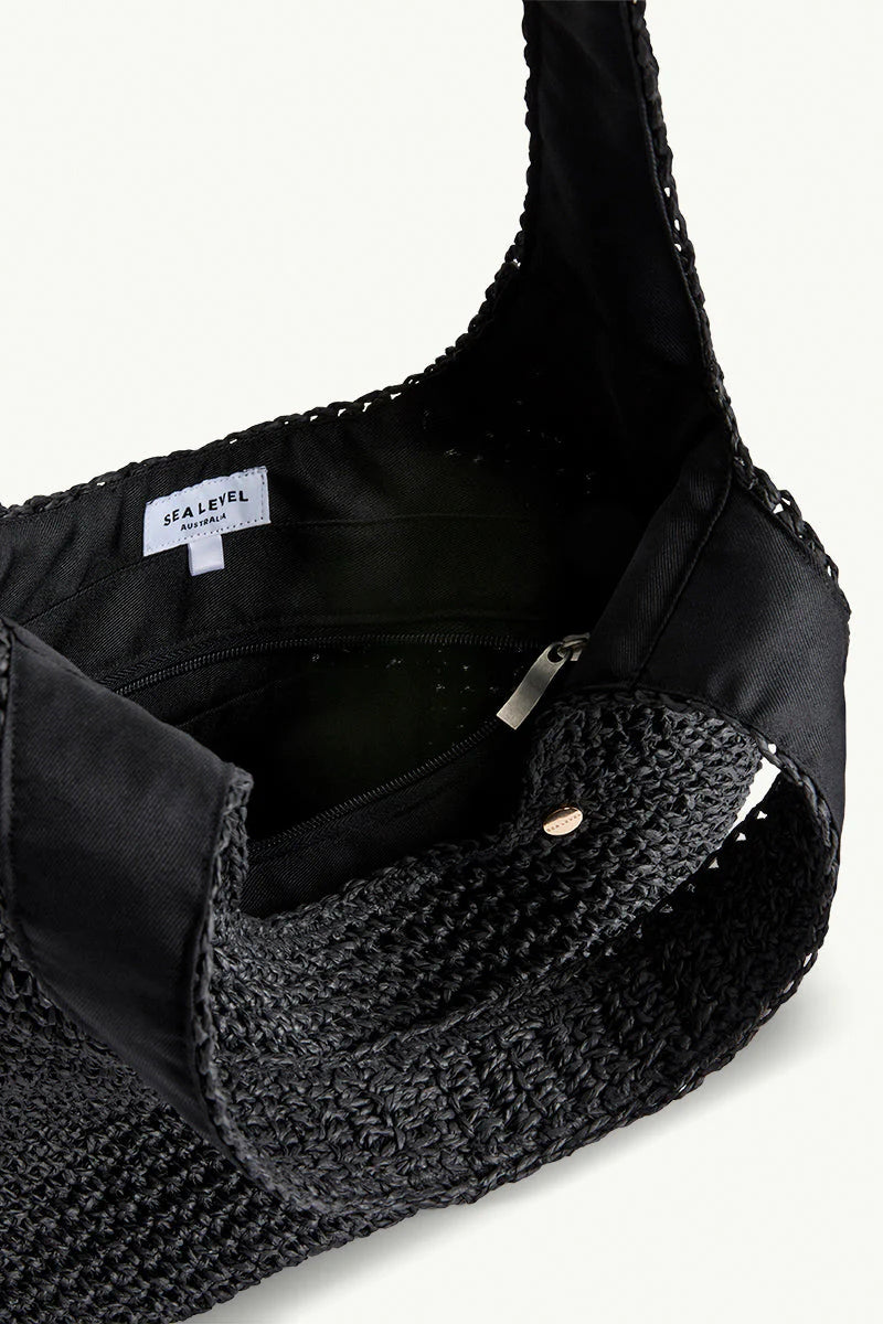 SEA LEVEL SWIM Crochet Slouch Beach Bag - Black