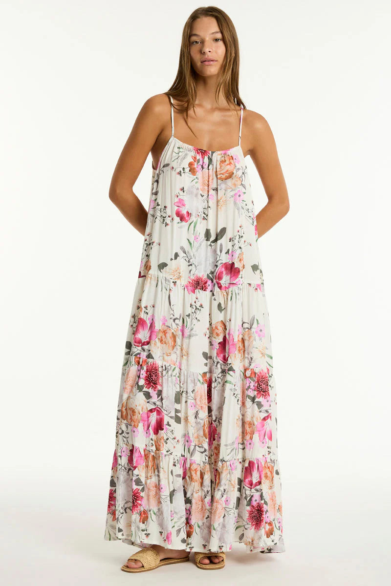 Belle Coconut Tiered Maxi Sundress