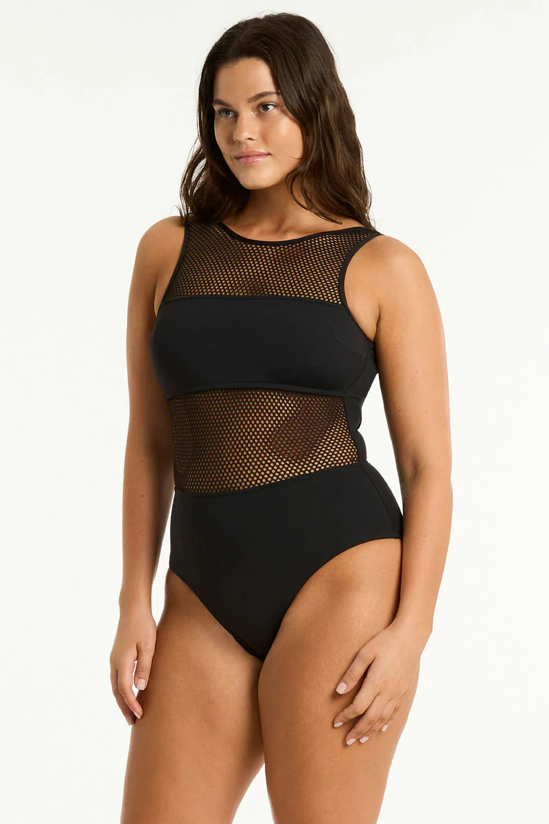 SEA LEVEL High Neck One Piece - Drift Black