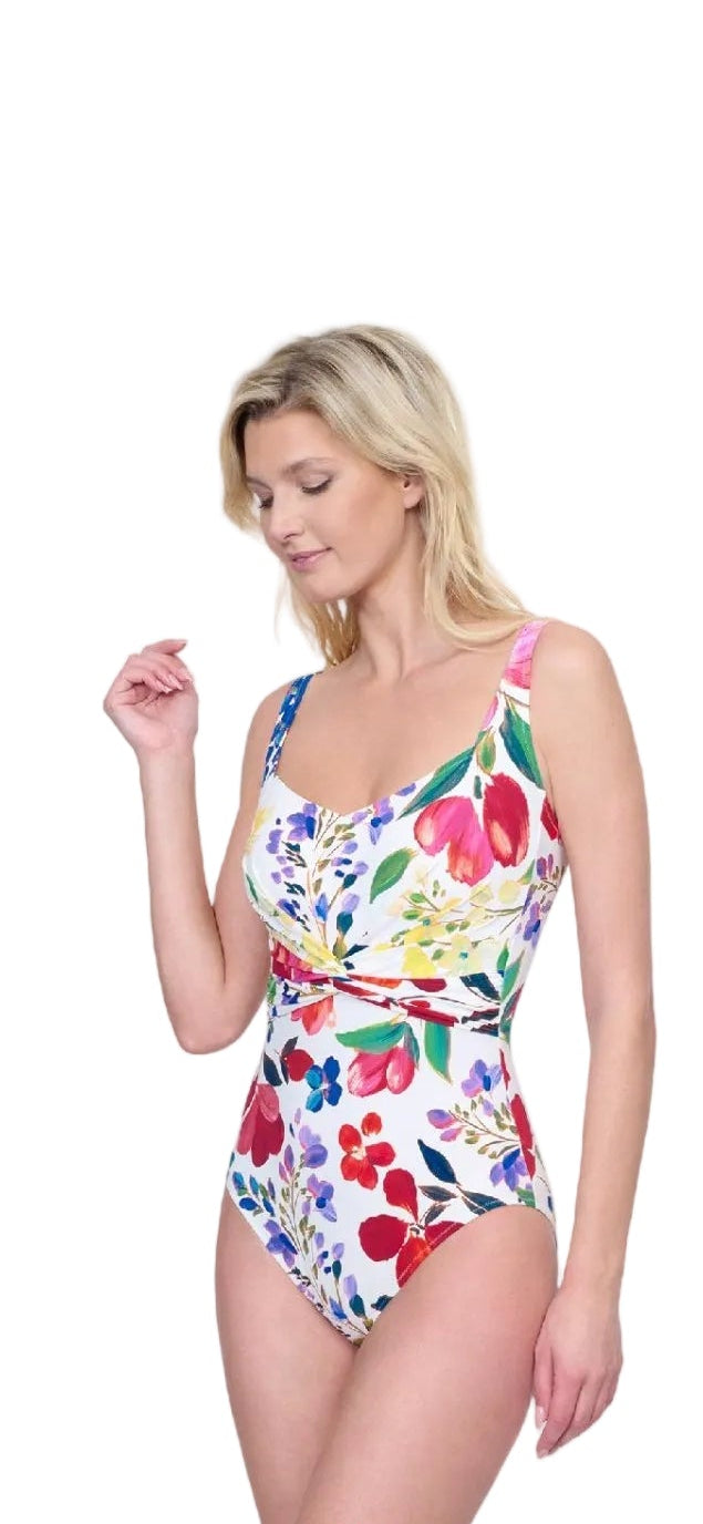 GOTTEX Garden Dream Sweetheart Neck One Piece - Off White Multi