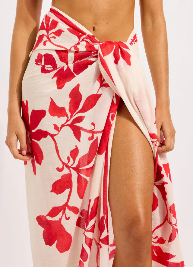 SEAFOLLY Mayflower Sarong - ECRU/COSMO