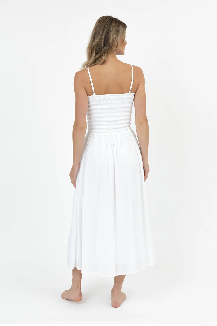 KOY RESORT Miami Luxe High Neck Midi Dress - White