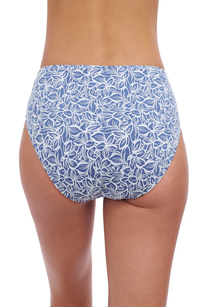 GOTTEX Plumeria Textured High Waist Bottom - Jean & White