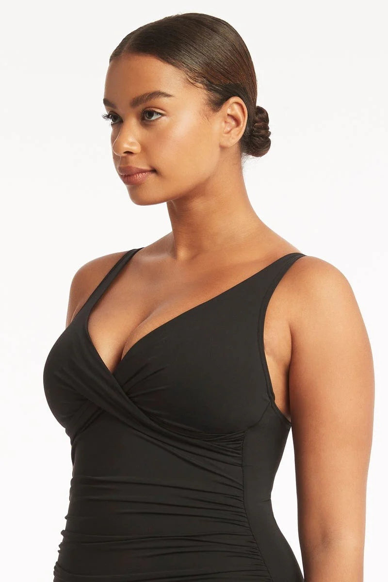 SEA LEVEL SWIM Eco Essentials Cross Front One Piece - Black (Online Only)
