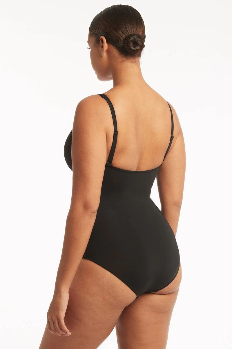 SEA LEVEL SWIM Eco Essentials Cross Front One Piece - Black (Online Only)