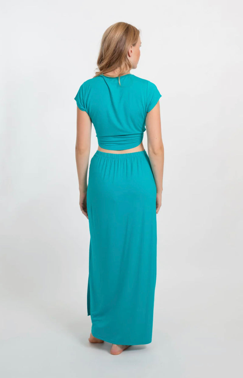 KOY RESORT Laguna Knot Tie Front Top - Aqua