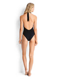 Seafolly Active Swim Lace Up Halter Maillot One Piece