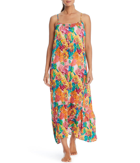 BLEU BY ROD BEATTIE I Like It Floral Print Scoop Neck Ruffle Dress Swim Cover-Up
