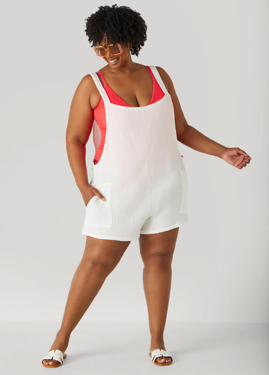 NICOLE MILLER Gauze Coverup Romper - White