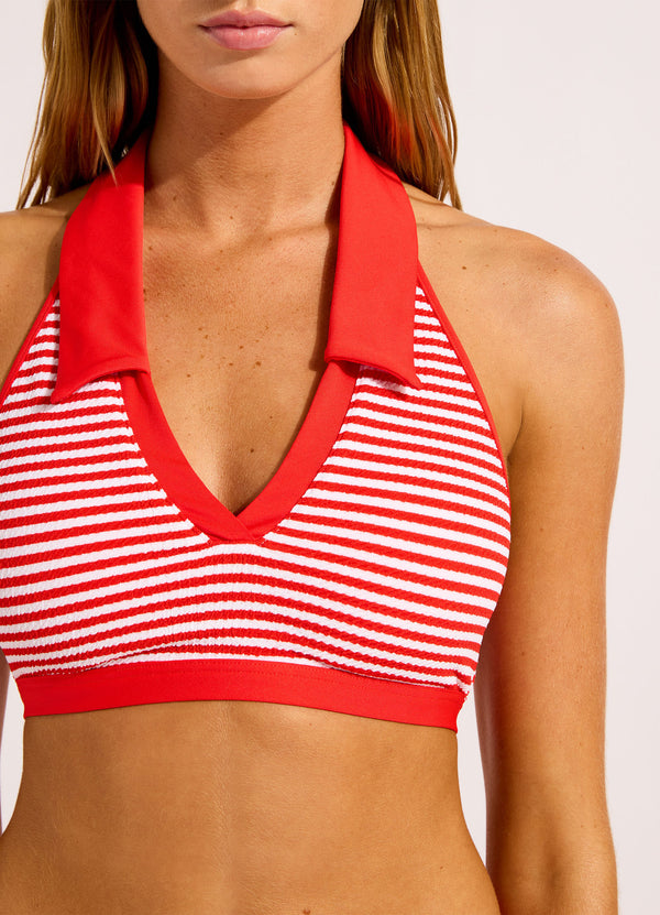 SEAFOLLY Clubhouse Halter With Collar Bikini Top - Flame