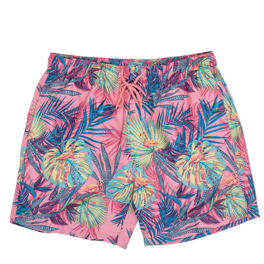 BURNSIDE Men's 17 Inch Swim Shorts Flamingo Palm - Pink