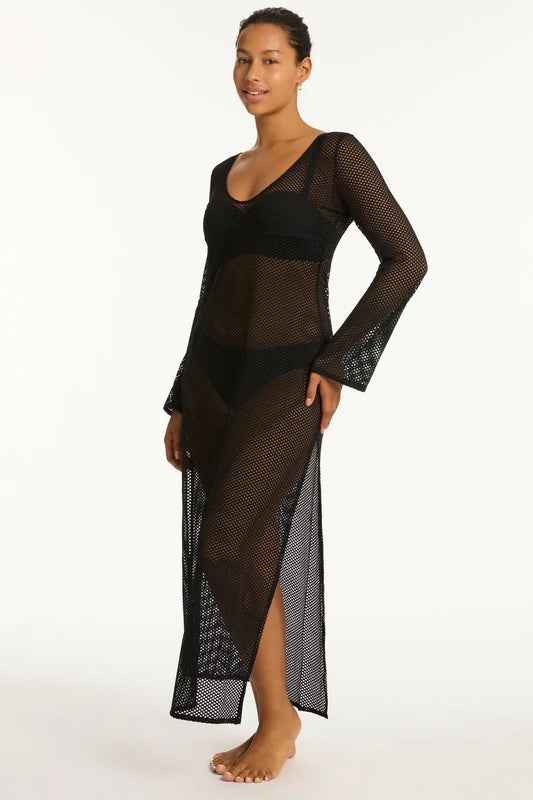 SEA LEVEL Long Dress - Black Surf Mesh