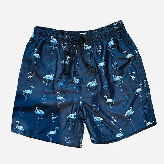 BURNSIDE Men's 17 Inch Swim Shorts Flamingo - Black