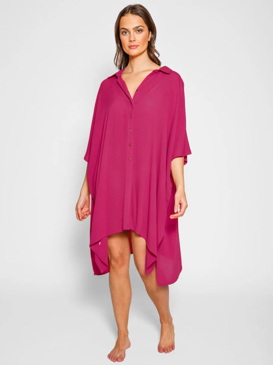 KOY RESORT Miami Big Shirt Dress - Sangria