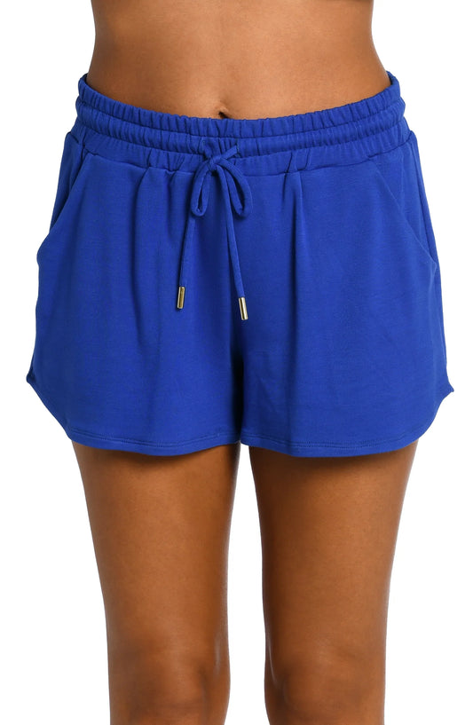 LA BLANCA Living In Leisure French Terry Knit Shorts - Sapphire