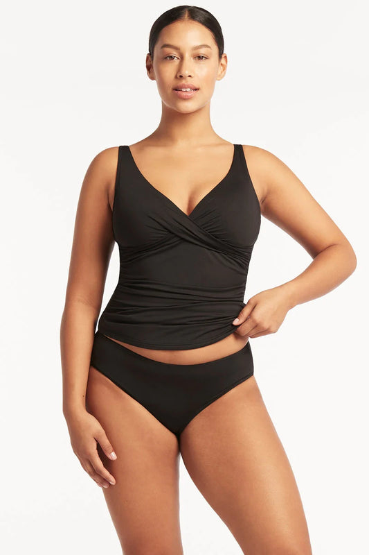 SEA LEVEL SWIM Eco Essentials Cross Front Tankini - Black (Online Only)