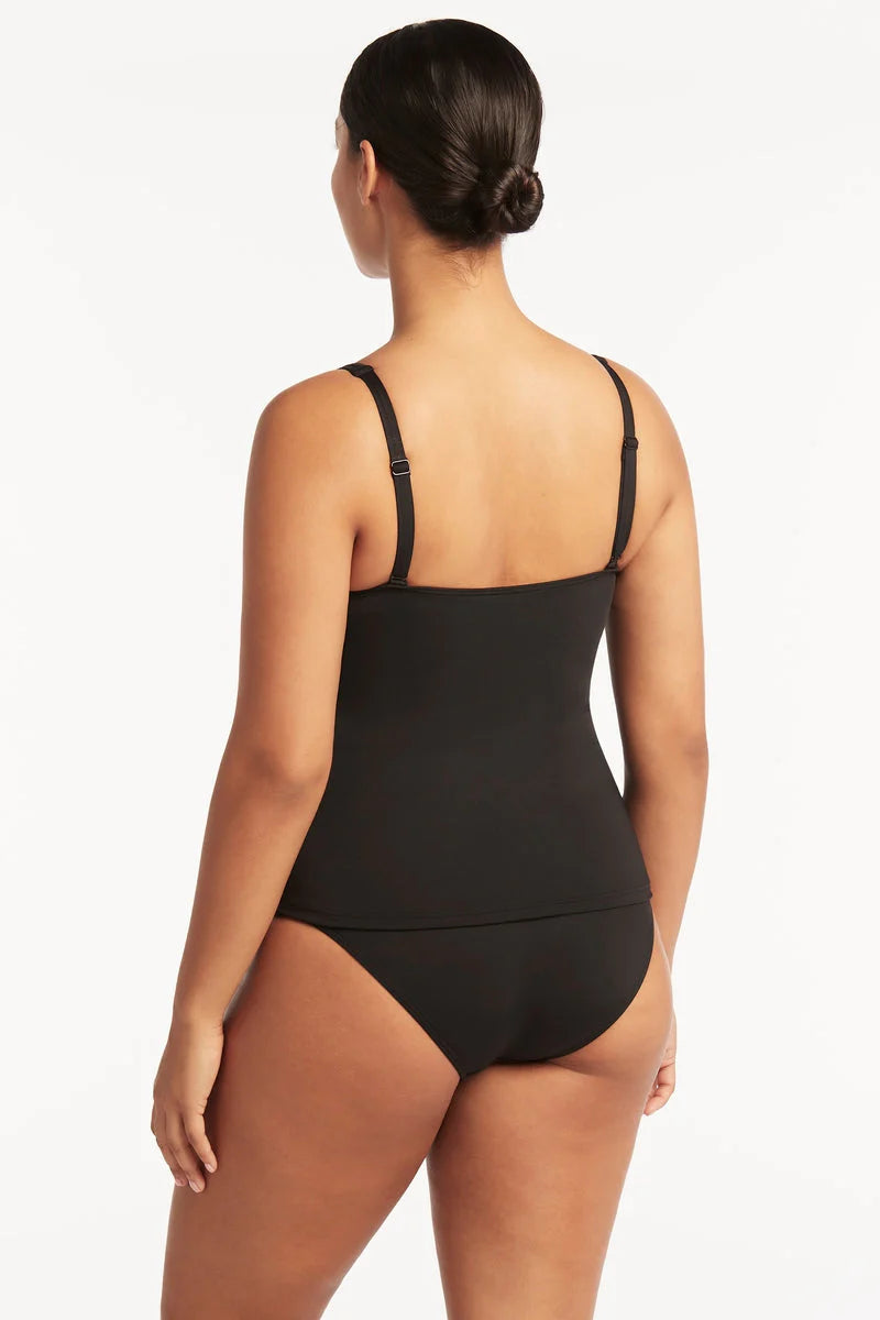 SEA LEVEL SWIM Eco Essentials Cross Front Tankini - Black (Online Only)