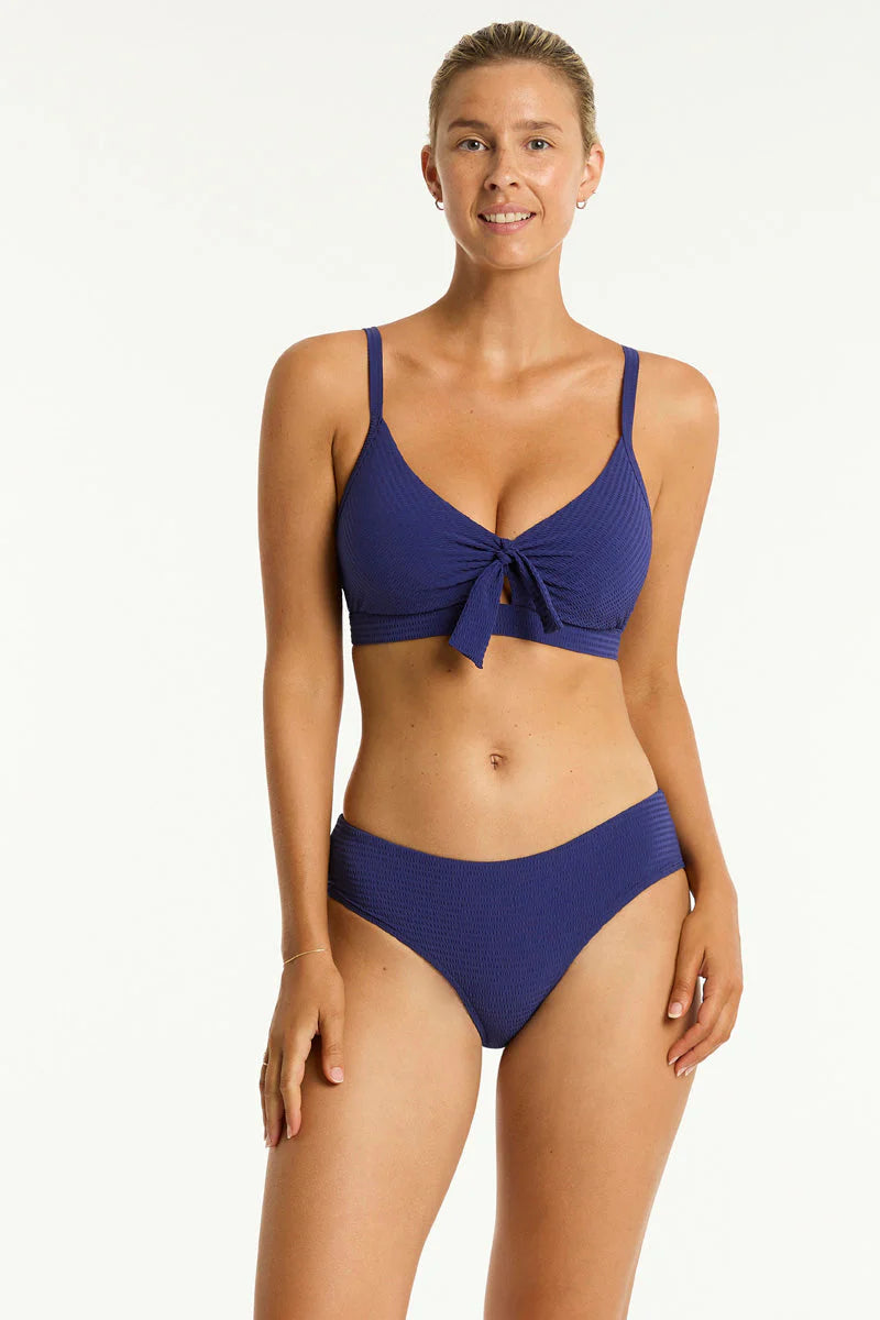 SEA LEVEL SWIM Messina Tie Front DD/E Cup Bralette - French Navy