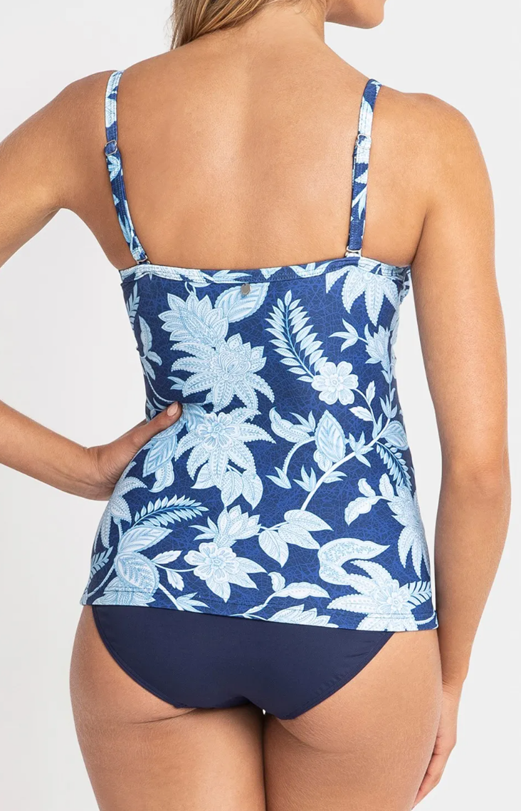 AZURA Malolo Twist Front Singlet Tankini - Blue