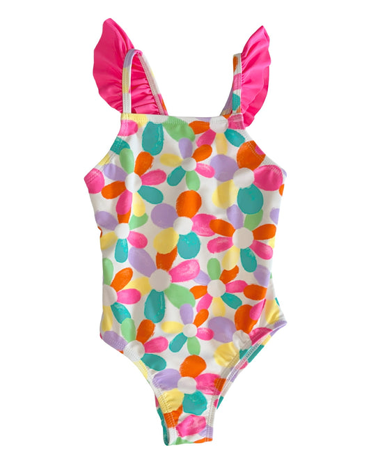 ANGEL BEACH Toddler-Girls One Piece - Rainbow Daisy