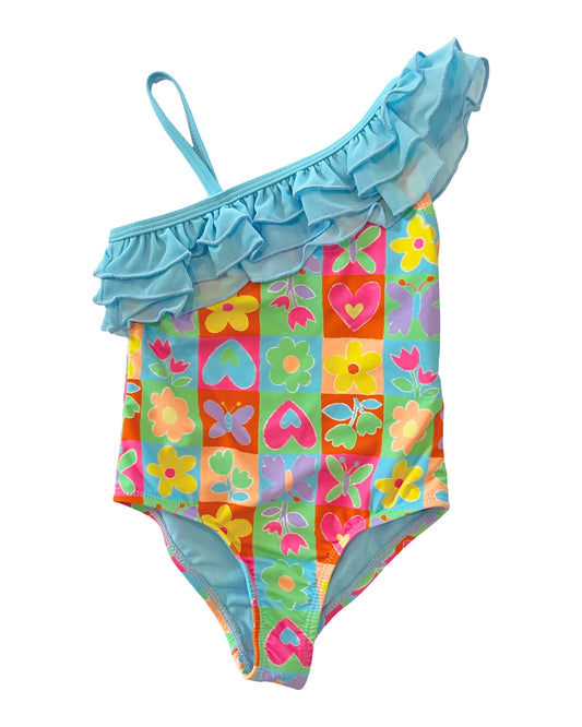 ANGEL BEACH Toddler-Girls Ruffle One Piece - Multi