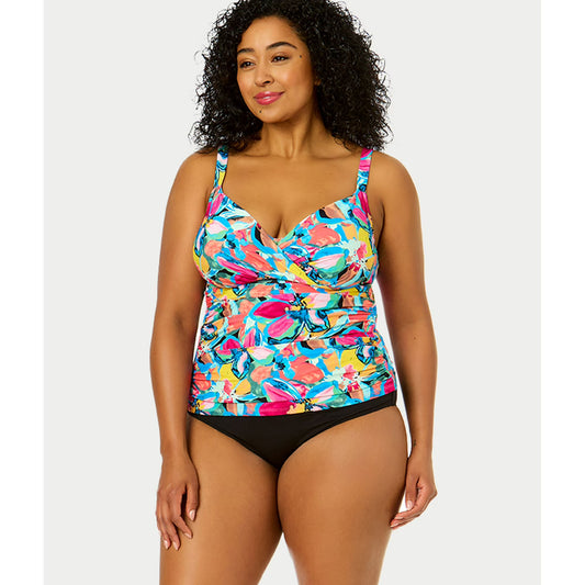 ANNE COLE MULTI Plus Size Amalfi Floral Underwire Triangle Tankini Top