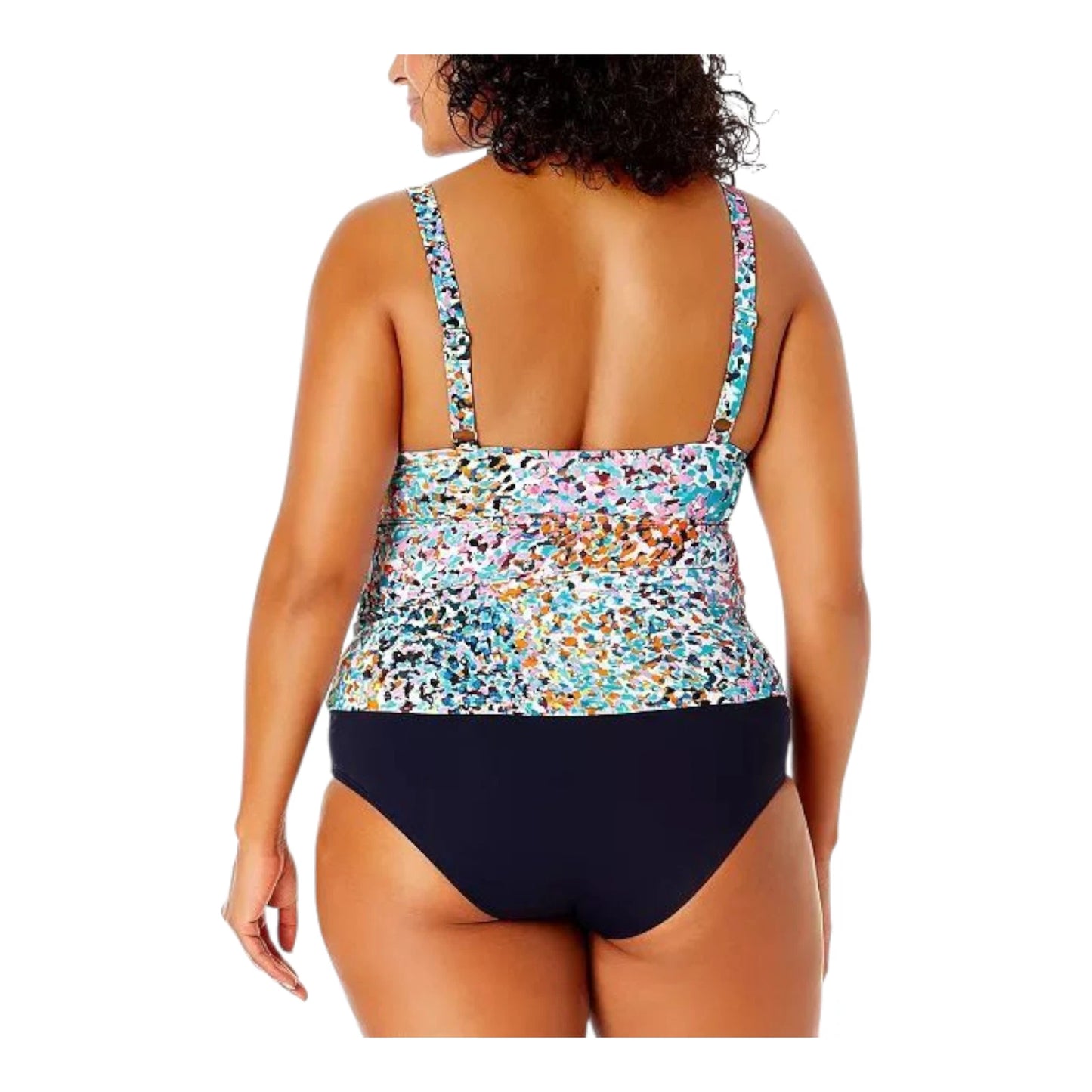 ANNE COLE Anne Cole Women's Plus Size Sunset Dot Hidden Underwire Drape Front Tankini Swim Top